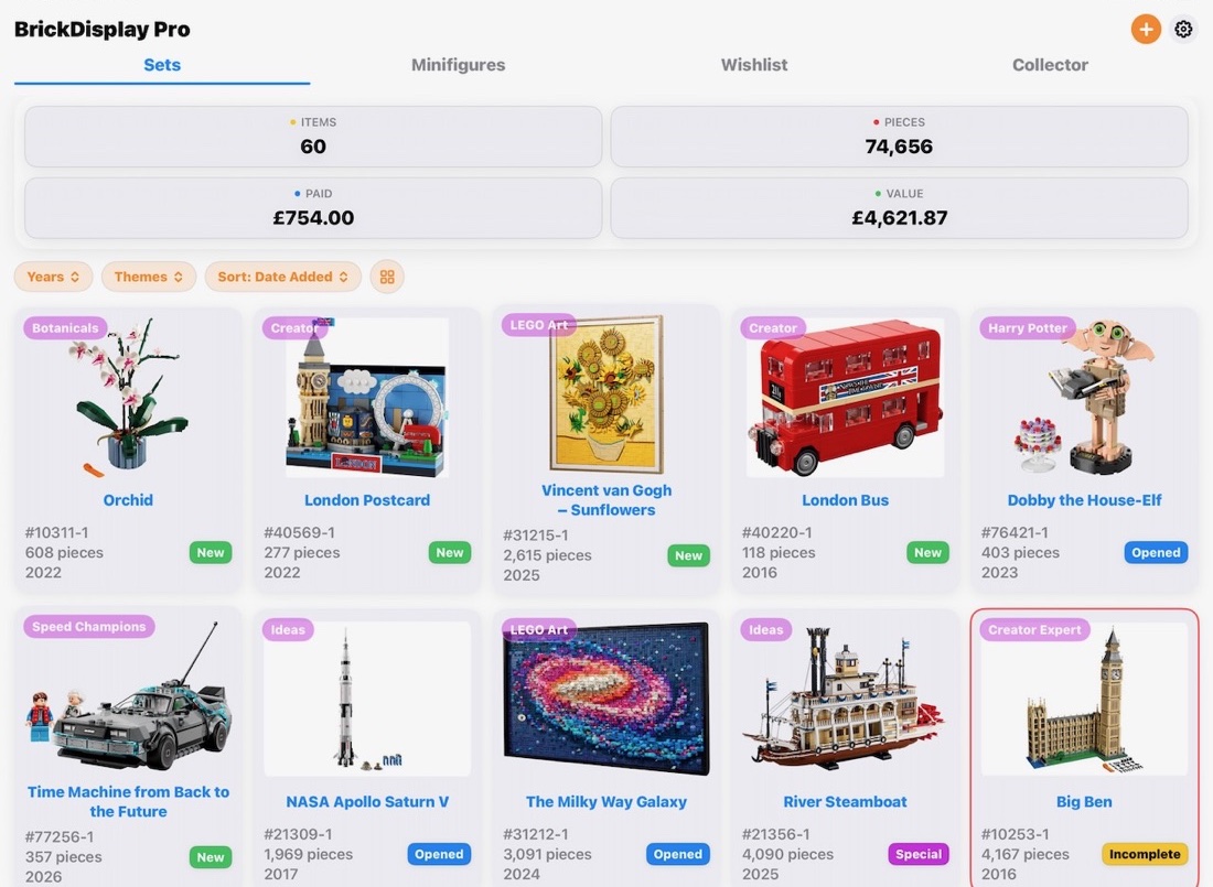 BrickDisplay set collection on iPad and Apple silicon Mac