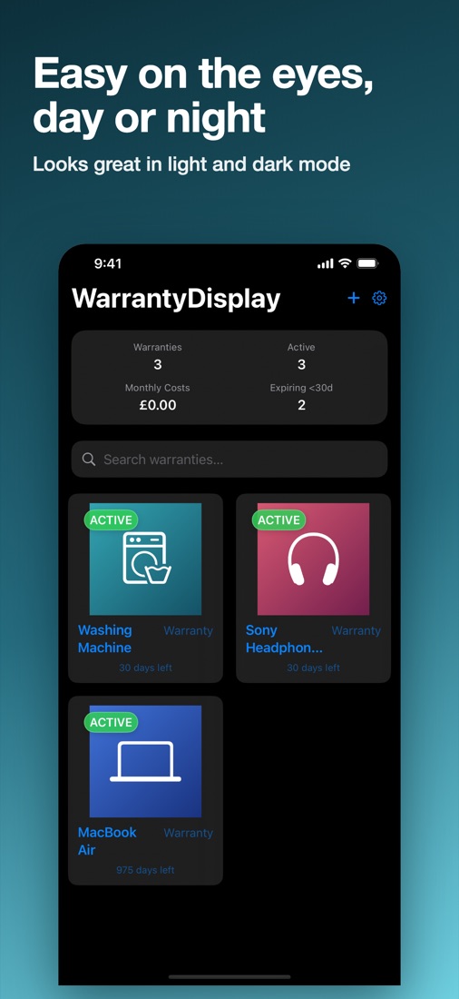 WarrantyDisplay screen 3